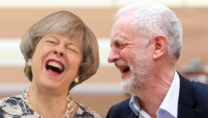 Brexit bedfellows sharing a laugh about their spinning of the local election results